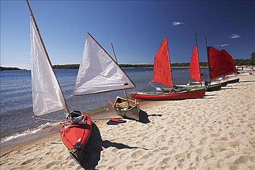 皮筏艇,独木舟,帆,安大略省,加拿大