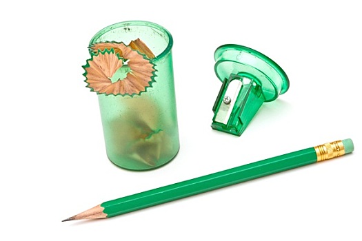 绿色,铅笔刀,铅笔,白色背景,背景