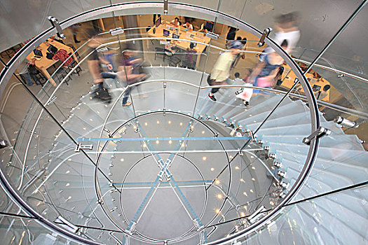 现代,玻璃,螺旋楼梯,店,动感,台阶