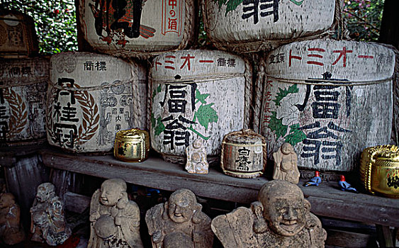 桶,清酒,庙宇,京都,本州,日本