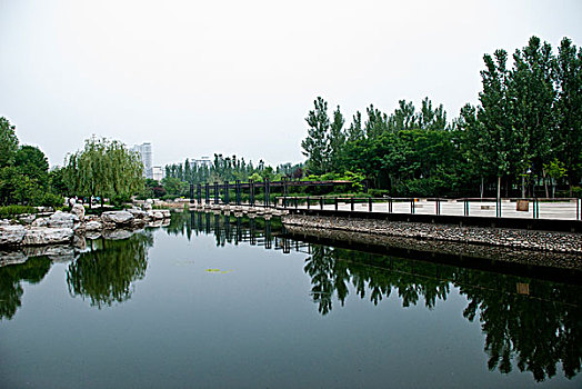 北京社区公园的池塘