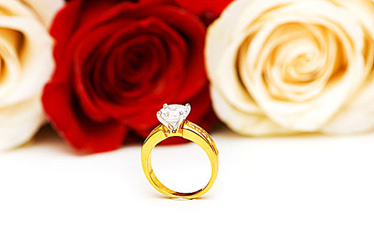 订婚戒指,玫瑰,背景