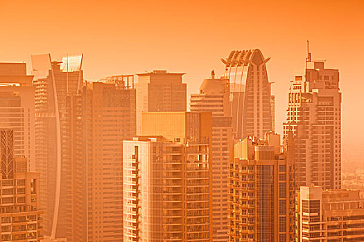 阿联酋,迪拜,码头,俯视图,黎明