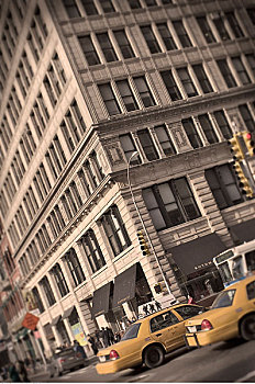 出租车,正面,建筑,纽约,美国