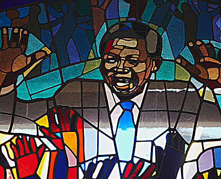 彩色玻璃窗,里贾纳,天主教,教堂,场景,起义,约翰内斯堡,南非