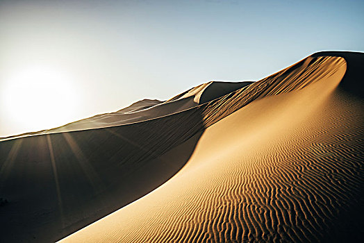 太阳,发光,上方,沙,沙漠,撒哈拉沙漠,摩洛哥