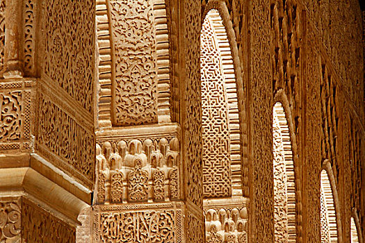 纳斯里王朝,宫殿,特写,阿尔罕布拉,格拉纳达