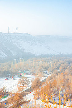 新疆乌鲁木齐天山天池哈萨克风情园高出全景特写