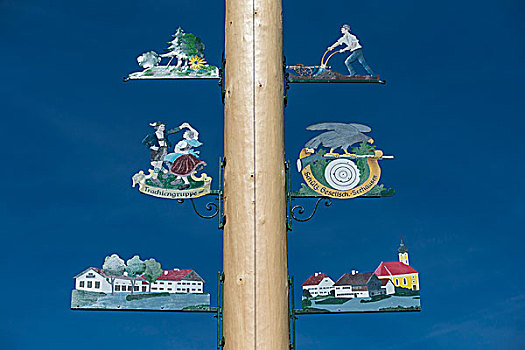 五月花柱,标识,展示,上巴伐利亚,巴伐利亚,德国,欧洲