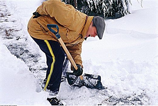 男人,铲,雪