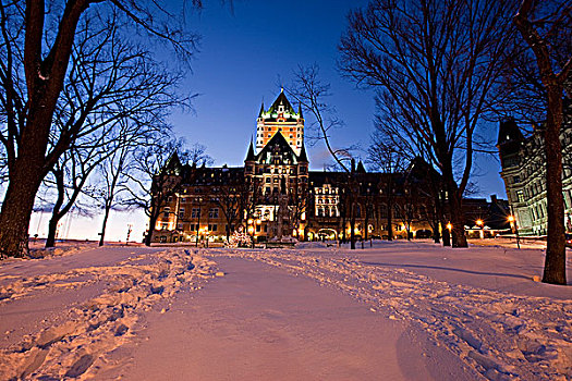 黎明,冬天,历史,老城,魁北克,魁北克省
