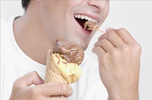 男人,吃,冰淇淋
