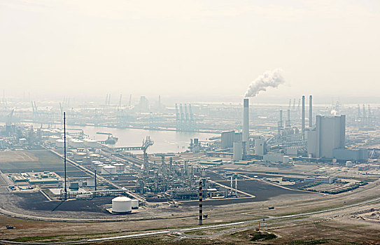 工业,区域,鹿特丹,港口,灯塔,前景,煤,发电站,背景,荷兰