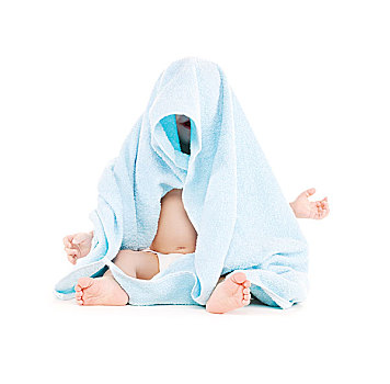 男婴,蓝色,毛巾,上方,白色