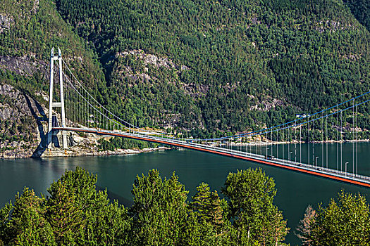 桥,吊桥,霍达兰,挪威