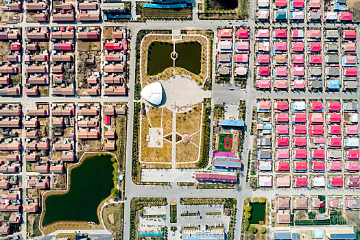 无人机航拍,中国第一个村级市,筹,河南濮阳西辛庄