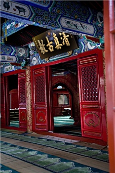 侧面视角,室内,母牛,街道,清真寺,北京,中国