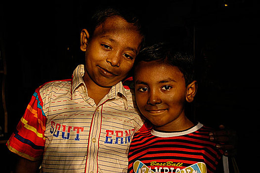 朋友,学校,一起,读,玩,拿,血,达卡,孟加拉,四月,2009年