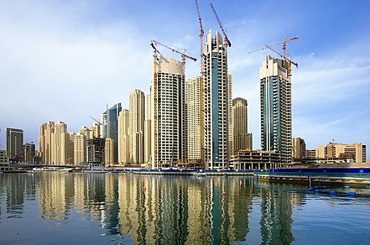 反射,建筑,水中,迪拜,阿联酋