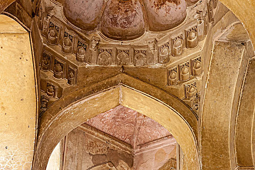 穆罕默德,墓地,花园,天花板,图案,德里,拉贾斯坦邦,印度