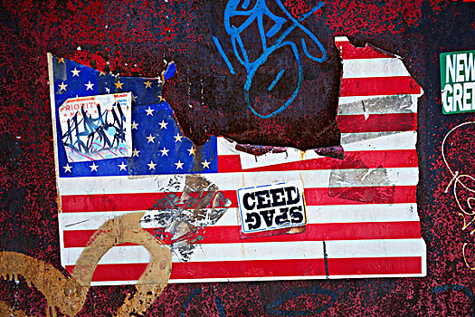 涂鸦,美国国旗,墙壁