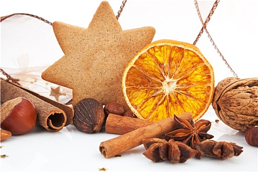 传统,圣诞节,姜饼,橙色,桂皮,多样