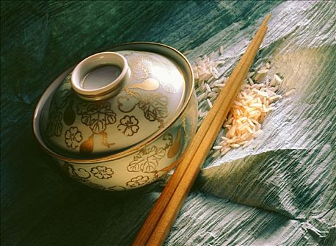 涂绘,饭碗,筷子,米饭