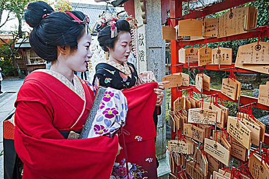 日本,京都,袛园,鸾舞伎,艺伎,衣服,和服