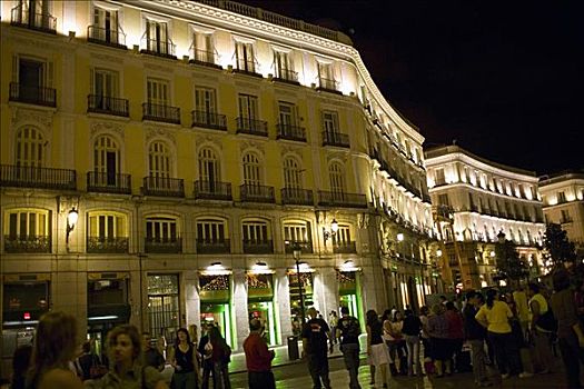 游客,正面,建筑,马德里,西班牙