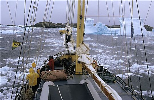 帆船,航行,破损,冰,海峡,阿根廷,岛屿,南极