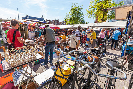 荷兰,阿姆斯特丹,老城,跳蚤市场,市场,自行车,销售,店