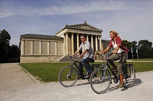 骑自行车,慕尼黑,巴伐利亚,德国,欧洲
