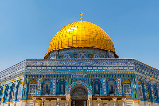装饰,建筑,图案,金色,圆顶,圆顶清真寺,圣殿山,老城,耶路撒冷,以色列,亚洲