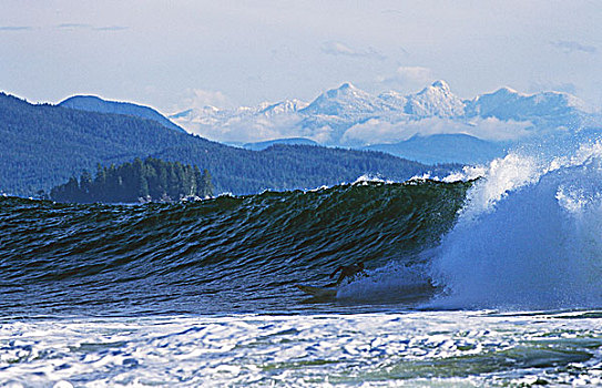 冲浪,山峦,靠近,温哥华岛,不列颠哥伦比亚省,加拿大