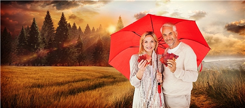 合成效果,图像,头像,幸福伴侣,红色,伞