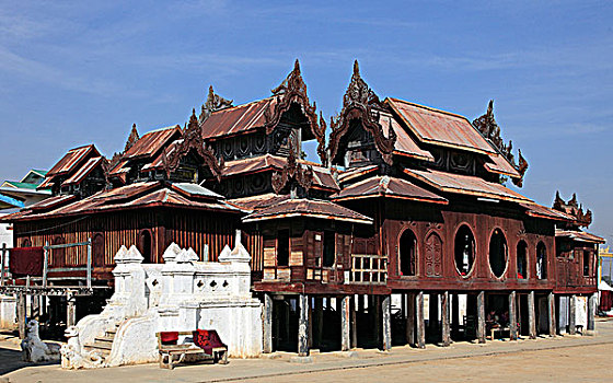 缅甸,木质,寺院,圣职授任