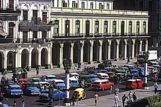古巴,哈瓦那,老,美洲,汽车,乘客,正面