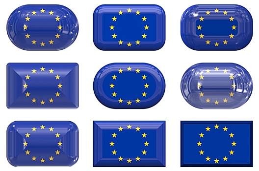 玻璃,扣,旗帜,欧盟