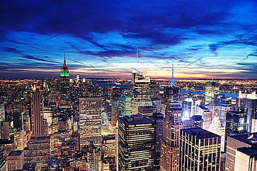 纽约,曼哈顿,天际线,航拍