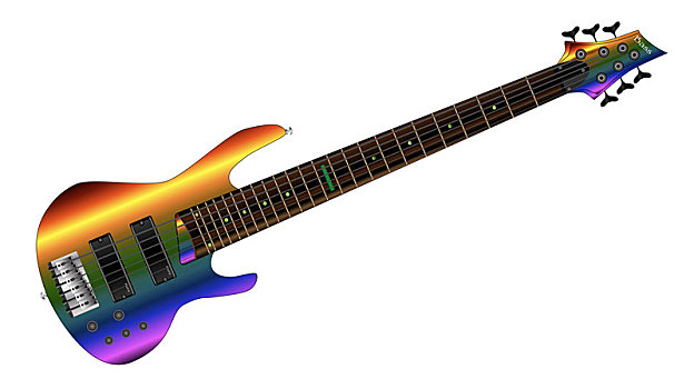 彩虹,大,颈部,低音电吉他