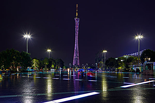 广东,塔,电视塔,雨,夜晚,广州,中国,亚洲