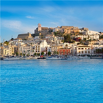 伊比萨岛,城镇,蓝色,地中海