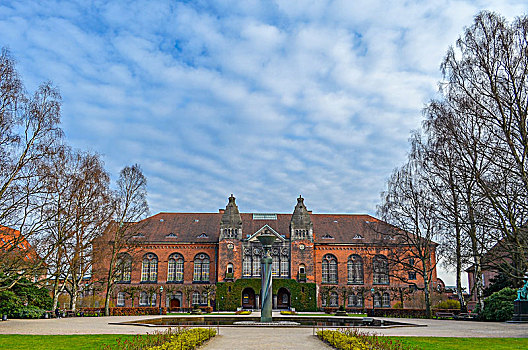 户外,砖,建筑,历史建筑,皇家,图书馆,哥本哈根,风景,花园