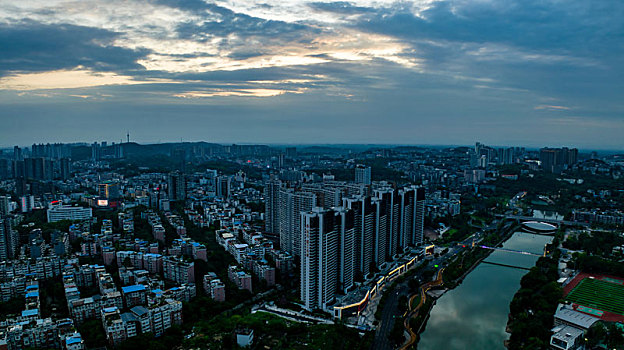 千年盐都四川自贡城市风光全景