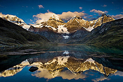 日出,反射,攀升,湖,自然保护区,安迪斯山脉,秘鲁