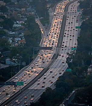 晚间,交通,高速公路,405州,洛杉矶,加利福尼亚,美国