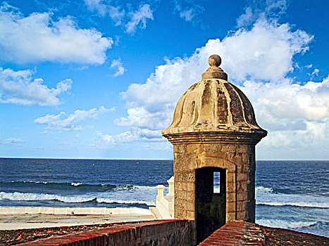 波多黎各,圣胡安,看,塔,海洋