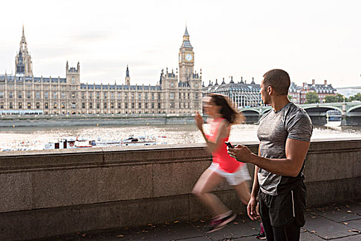 男性,训练,时机,女性,跑步,伦敦,英国