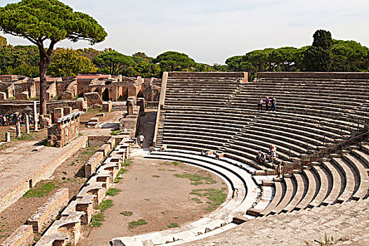 剧院,古老,罗马,港口,城镇,遗址,靠近