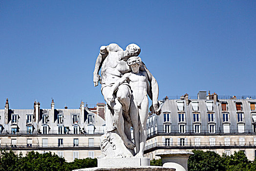 巴黎,地区,花园,夏天,雕塑,背景,建筑,老,瑞弗里大道